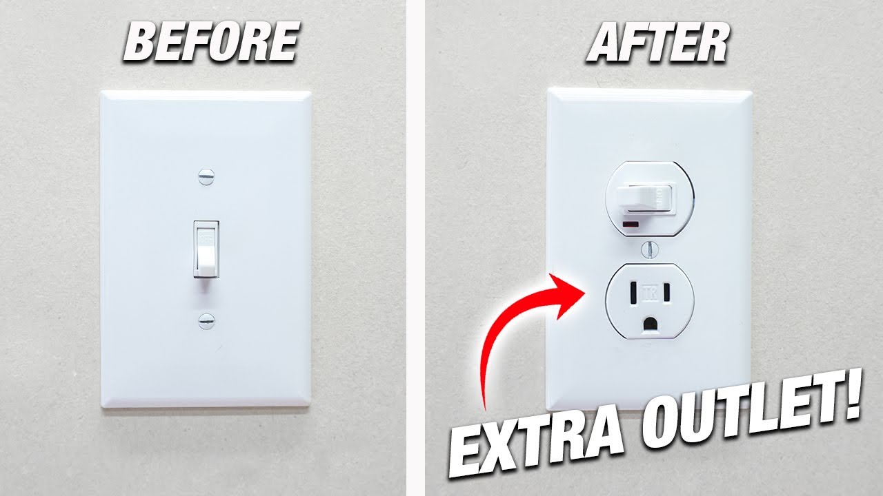 EASIEST Way To Add Extra Outlet To Any Room! NO WIRING NEEDED! Outlet Light  Switch Combo DIY How To 