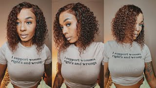 Perfect Amazon Wig! Bye Bye Knots Reddish Brown Curly Short Bob Wig Ft Nadula Hair