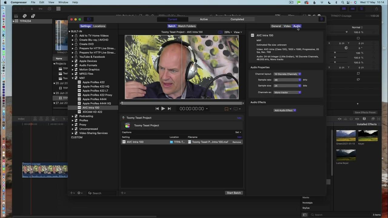 How to set up FCPX to enable output via Compressor to MXF format YouTube