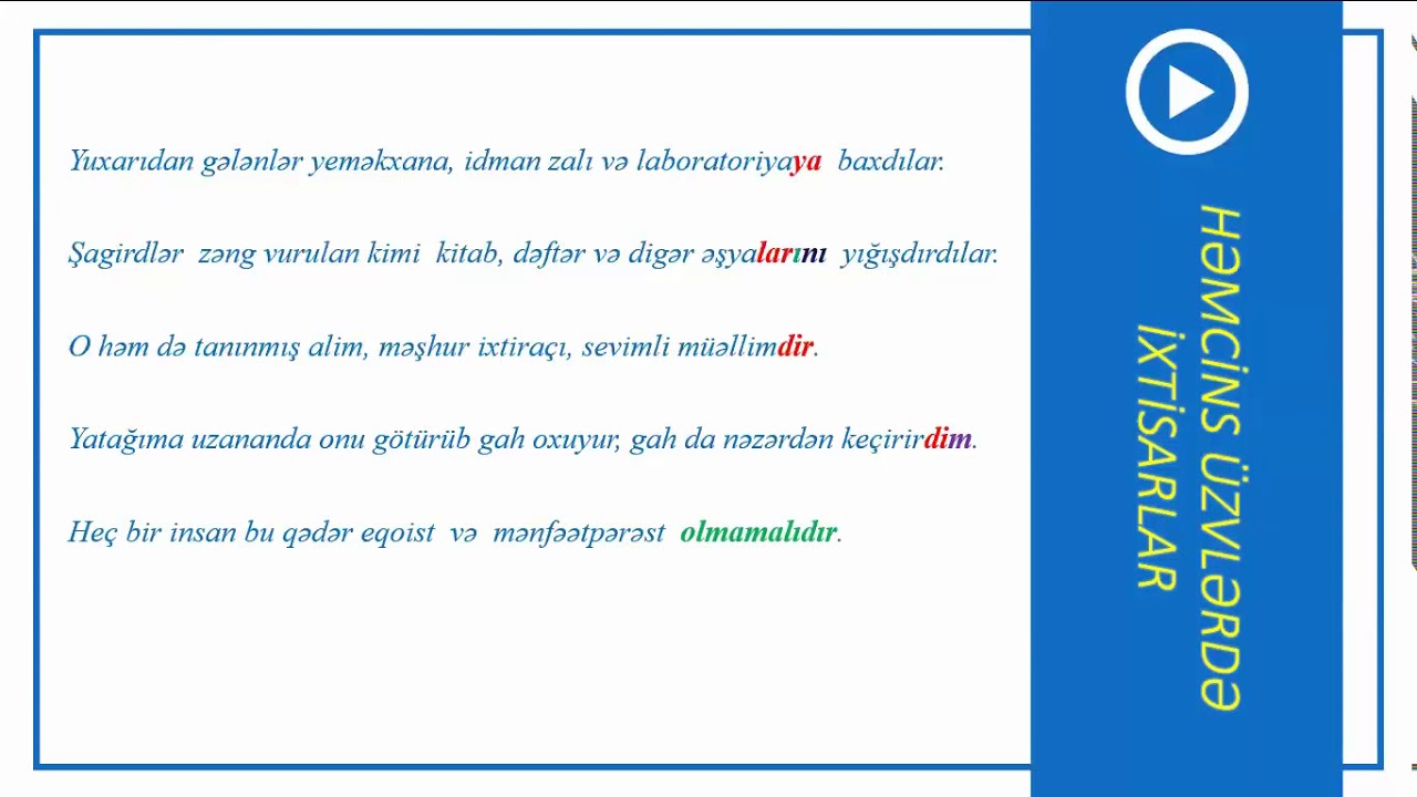9-cu sinif Azərbaycan dili - Həmcins üzvlər