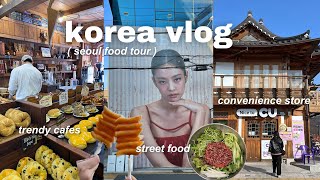korea vlog ☕️ seoul cafe hopping, gwangjang market street food, what i eat, hanok villages, bagel
