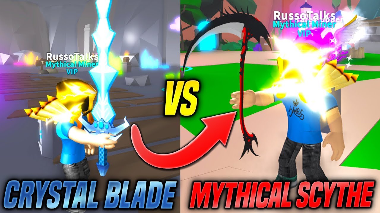 Mythical Scythe Vs The New Crystal Blade In Mining Simulator Roblox Youtube - miningsimulatorroblox instagram photos and videos autgramcom