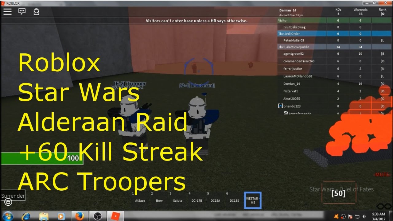 Roblox Star Wars Arc Trooper Tryout On Alderaan By Damian 14 Game Play - battle of alderaan beta roblox