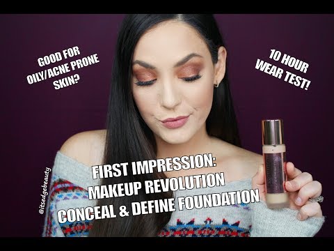 FIRST IMPRESSION: MAKEUP REVOLUTION DEFINE & CONCEAL FOUNDATION | FOR OILY/ACNE PRONE SKIN | TRY-ON