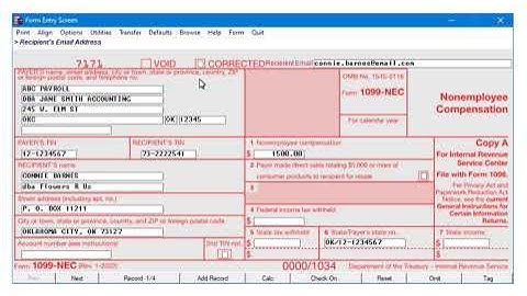 Printing - 1099-NEC Software Generated Forms
