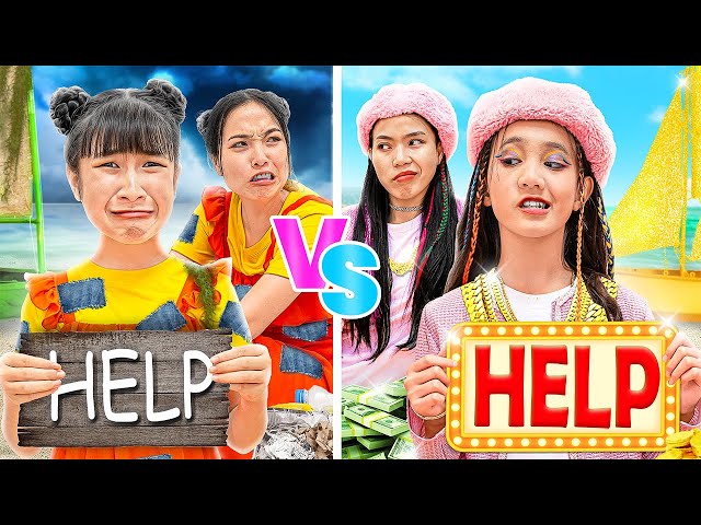 Rich Vs Poor Family! I Survived 24 Hours on a Deserted Island | Baby Doll And Mike class=