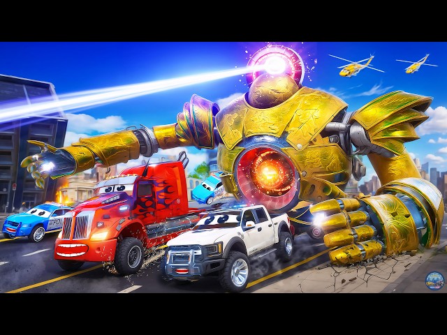 Super Truck vs Giant Robot Rampage: City Destruction, Epic Police Pursuit, City Rescue Mission class=