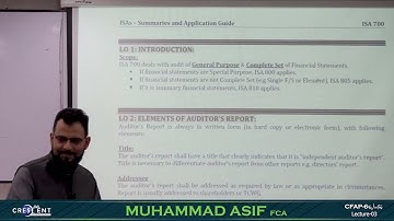 CFAP 06 Audit Lecture 03 Sir Muhammad Asif Online Free  | Crescent College | CA Pakistan Platform