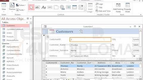 Create a split form based on the Customers table. Save the form using the default name.