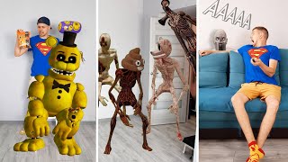 Team Siren Head, Huggy Wuggy, SCP monsters and Freddy FNAF in real life  / Compilation #shorts