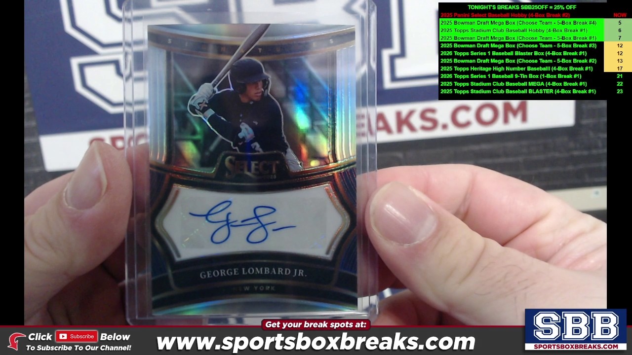 2025 Panini Select Baseball Hobby (Choose Team - 4-Box Break #2)