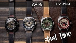 💥 A QUARTZ WATCH WITH 3 TIME ZONES AND A CHRONOGRAPH TOO!!! NEW AVI8 AV4100.