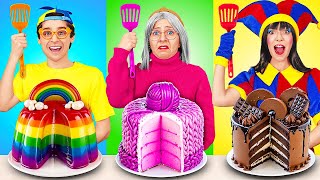 BATALLA DE COCINA DE MÍ VS. ABUELA VS. POMNI 🍰 Trucos de recetas deliciosas por 123 GO! CHALLENGE