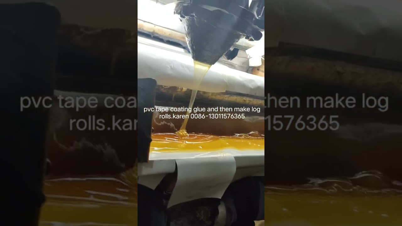 PVC adhesive tapes coating glue machine and make log rolls 