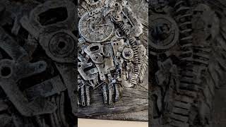 Owl on canvas mixed media art #recycleart #sustainable  #junkart #steampunk #shorts #shortvideo #owl