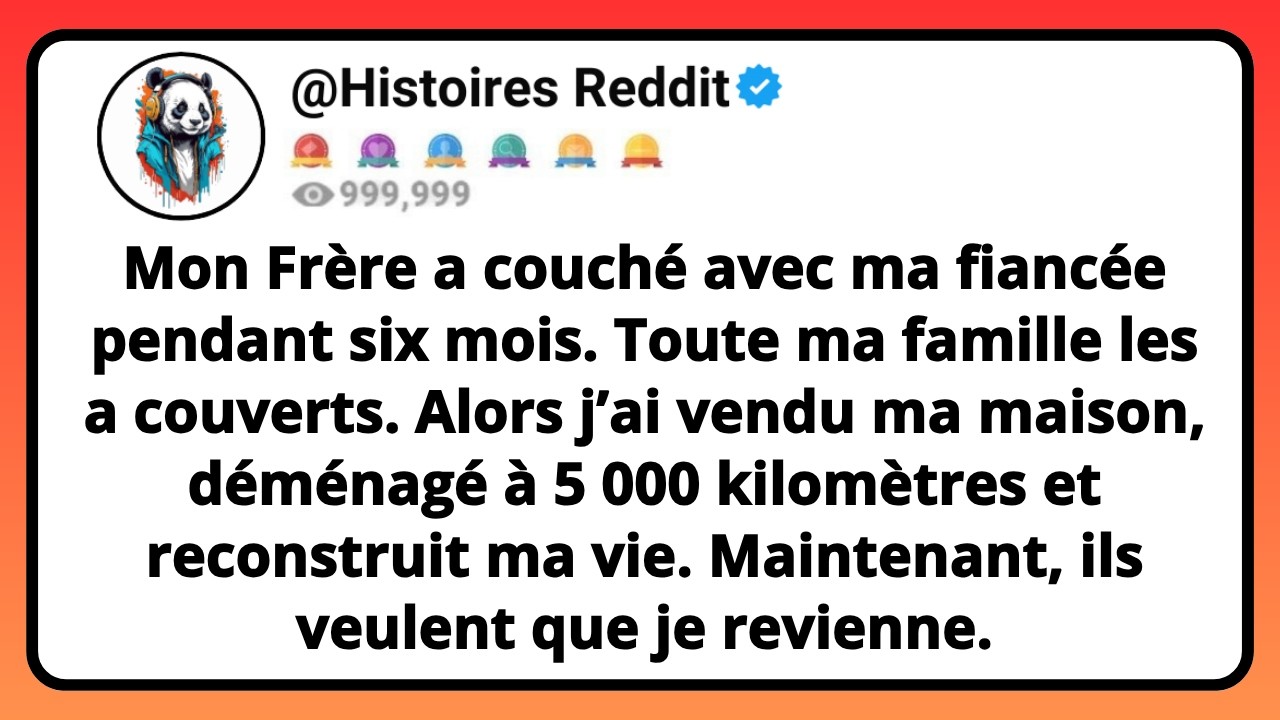 Ce soir-là, en rentrant du travail, j’ai entendu le bruit de la tête de lit contre le mur. Pas celle de ma chambre. Celle de la chambre d’amis, avec mon frère Wesley et ma fiancée Dominique qui...