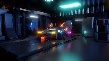 Eevee Spaceship Hangar Render - Made in Blender.