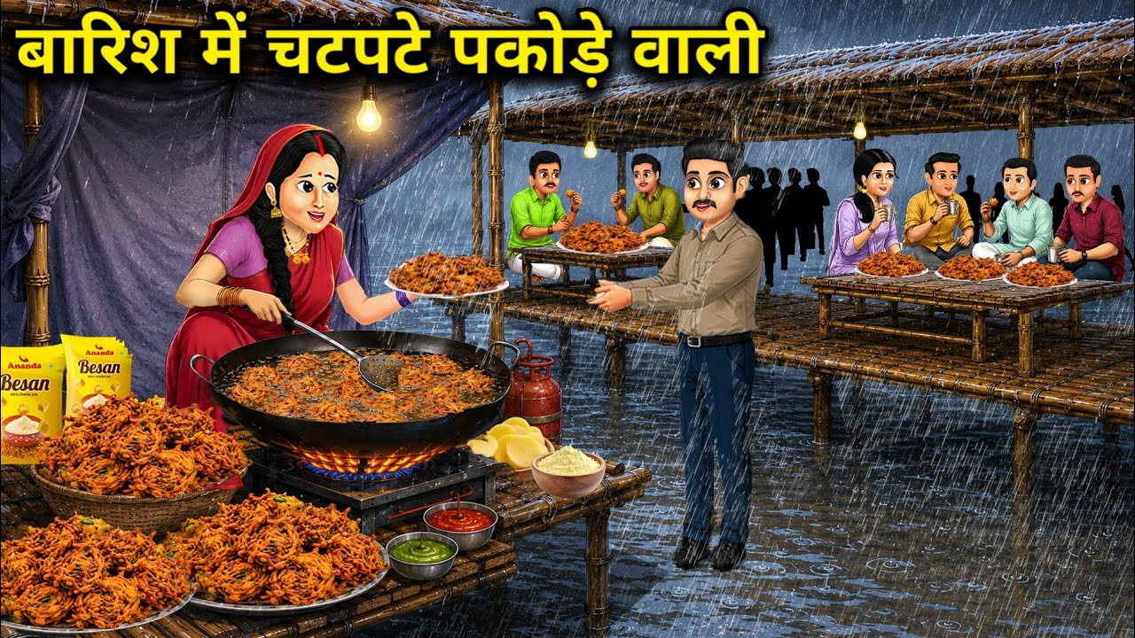 बारिश में चटपटे पकोड़े वाली | Spicy pakoras in the rain | cartoon Video | Abundance Sas Bahu kahaniy