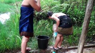 Young Girls Taking Open Bath