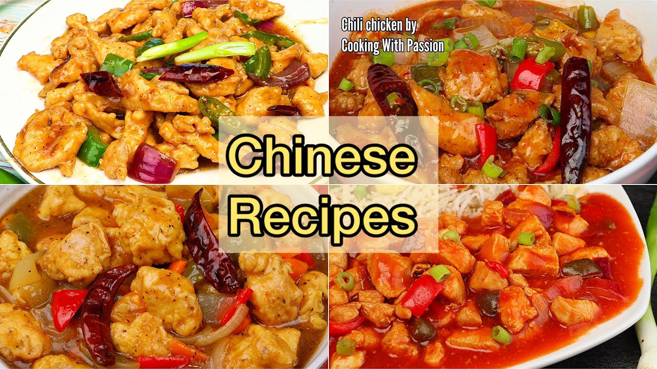 4 Chinese Recipes by Cooking with passion Chili Chicken,Pepper Chicken, Manchurian, sesame chicken