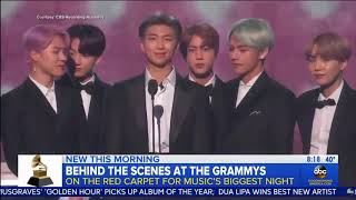 Entrevista do BTS com o Good Morning América durante o tapete vermelho do GRAMMYs