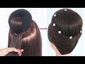 new juda hairstyle with gown || hairstyle for medium hair || party hairstyle | hairstyle for wedding