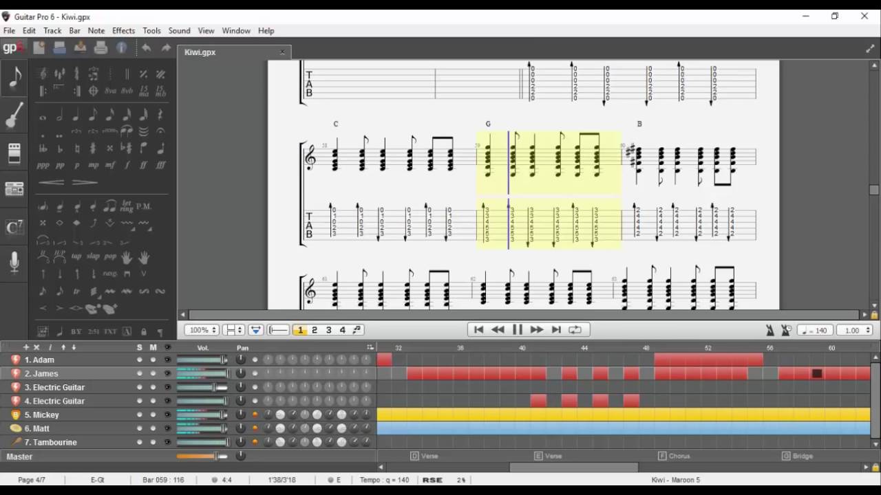 Maroon 5 Kiwi (Guitar Pro 6) YouTube