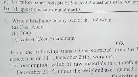 C. D. E. /A. M. U. /B.com. part 2nd exam 2016-17 /Cost Accounting