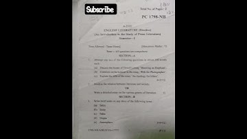 English Literature (Elective) question paper BA sem 1st #2022 An introduction to the study of prose