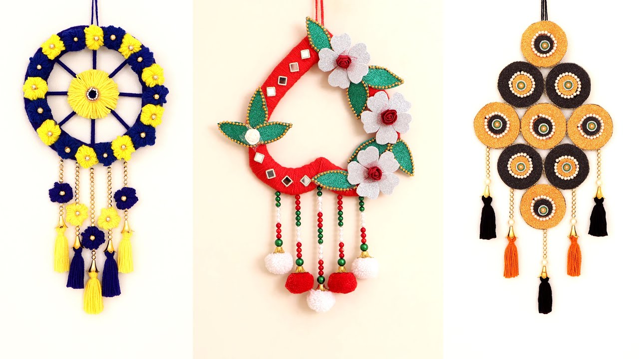 Beautiful Wall Hanging Craft Using Paper and Wool !!! DIY Craft YouTube
