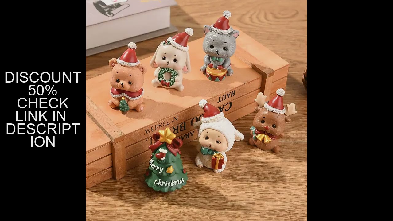 Christmas Resin Family Small Animal Ornaments Creative Home Decoration Mini Christmas Tree Old Man C