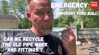 Emergency 🆘 Temporary Pond Build . Recycling the old pipe work and fittings 