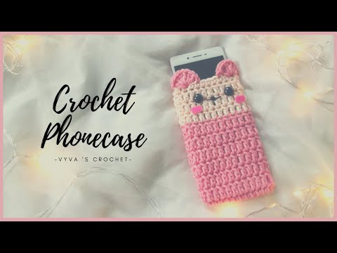 Crochet Phone case| Hướng móc túi đựng điện thoại hình con mèo| Vyvascrochet