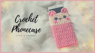 Crochet Phone case| Hướng móc túi đựng điện thoại hình con mèo| Vyvascrochet