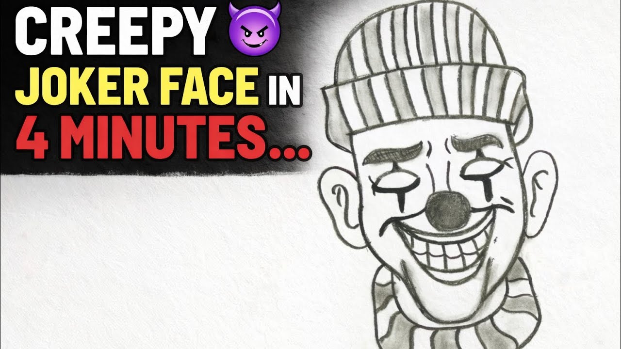 Creepy Joker Face Drawing | 4 Minute Pencil Sketch | Satisfying Art Video 