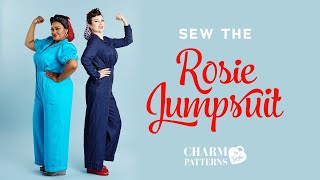 Charm Patterns: Rosie 1940s Jumpsuit Sewing Tutorial, Vintage Inspired Women&#39;s Boilersuit