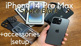 iPhone 14 Pro Max (Space Black) - Unboxing | Setup + Accessories (4K)