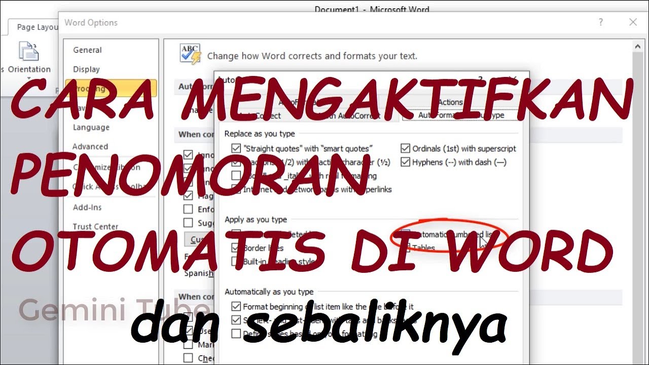 Cara Mengaktifkan Atau Menonaktifkan Penomoran Otomatis Pada Microsoft Word Tips Dan Trik