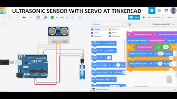 Ultrasonic Sensor with servo at Tinkercad using Arduino | Arduino Project with BLOCK & TEXT Code