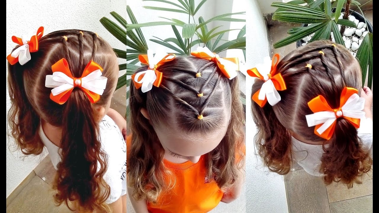 Penteado Infantil fácil com ligas e amarração para escola 