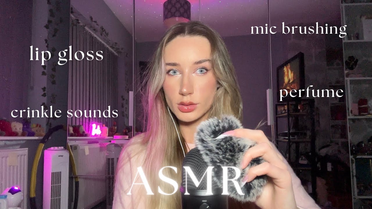 ASMR trigger assortment (lip gloss sounds, fluffy mic cover, glass tapping and more)