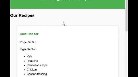demo sweet greens basic recipie list