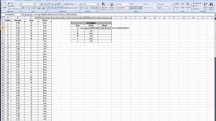 Excel - AverageIFS   (multiple criteria)