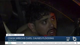 Homes, church flooded after truck hits hydrant in Spring Valley
