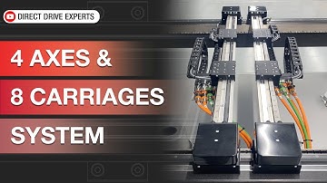 Automated System Featuring 8 Carriages and 4 Axes with #linearmotor