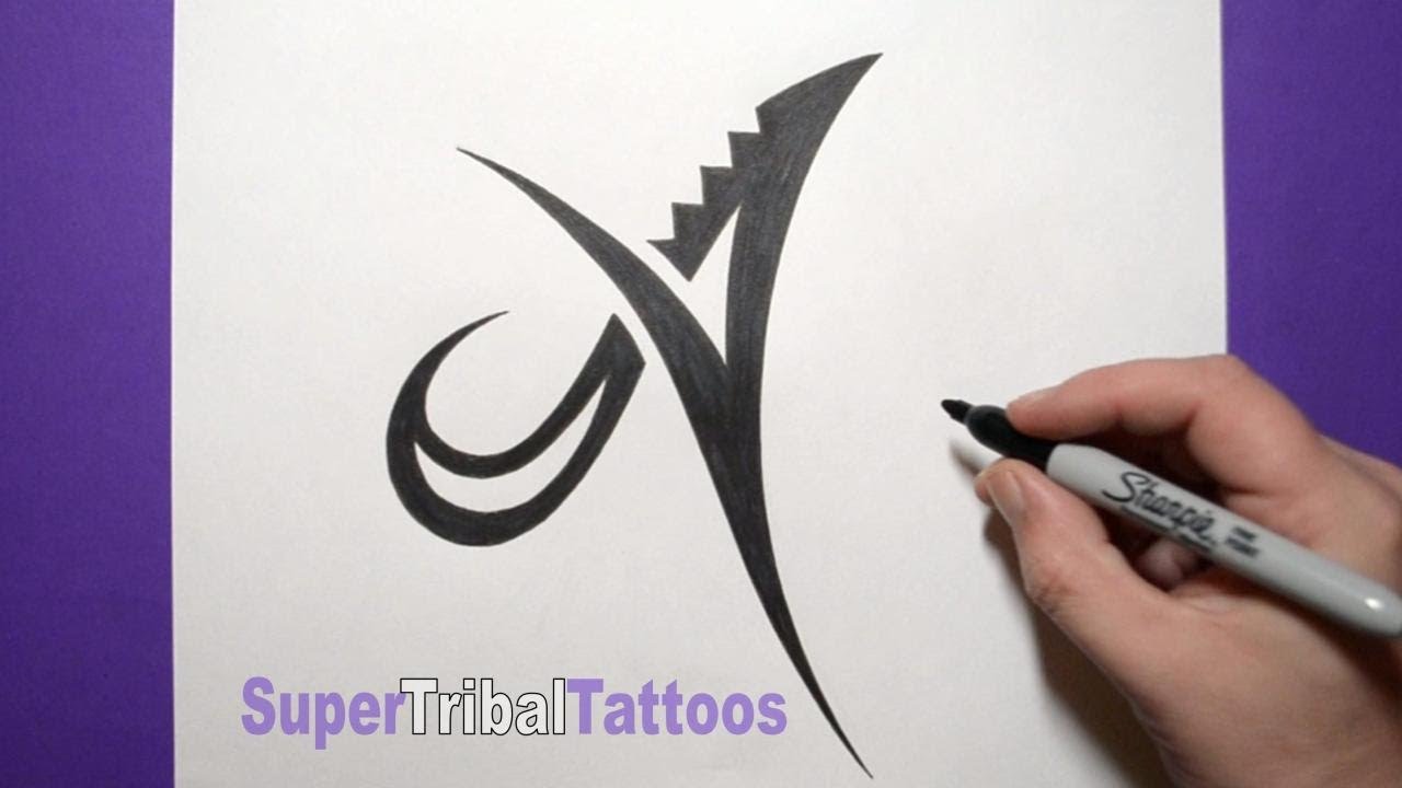 How to Draw a Cool Simple Letter A  Tribal Tattoo Design Style  YouTube