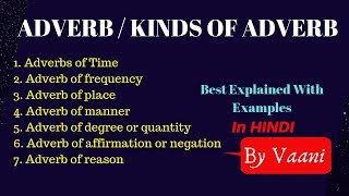 ADVERBS || Parts of Speech|| English Grammar|| Best Explained In Hindi With Examples