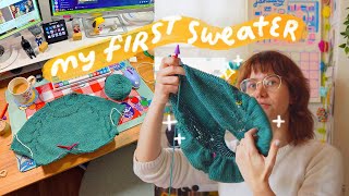 knitting my first sweater!!! vlog