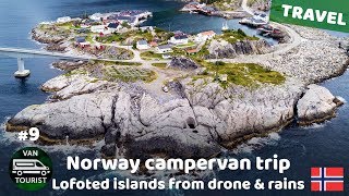 Lofoten islands from drone. All day rains &amp; phone stop working. Norway van conversion trip #10