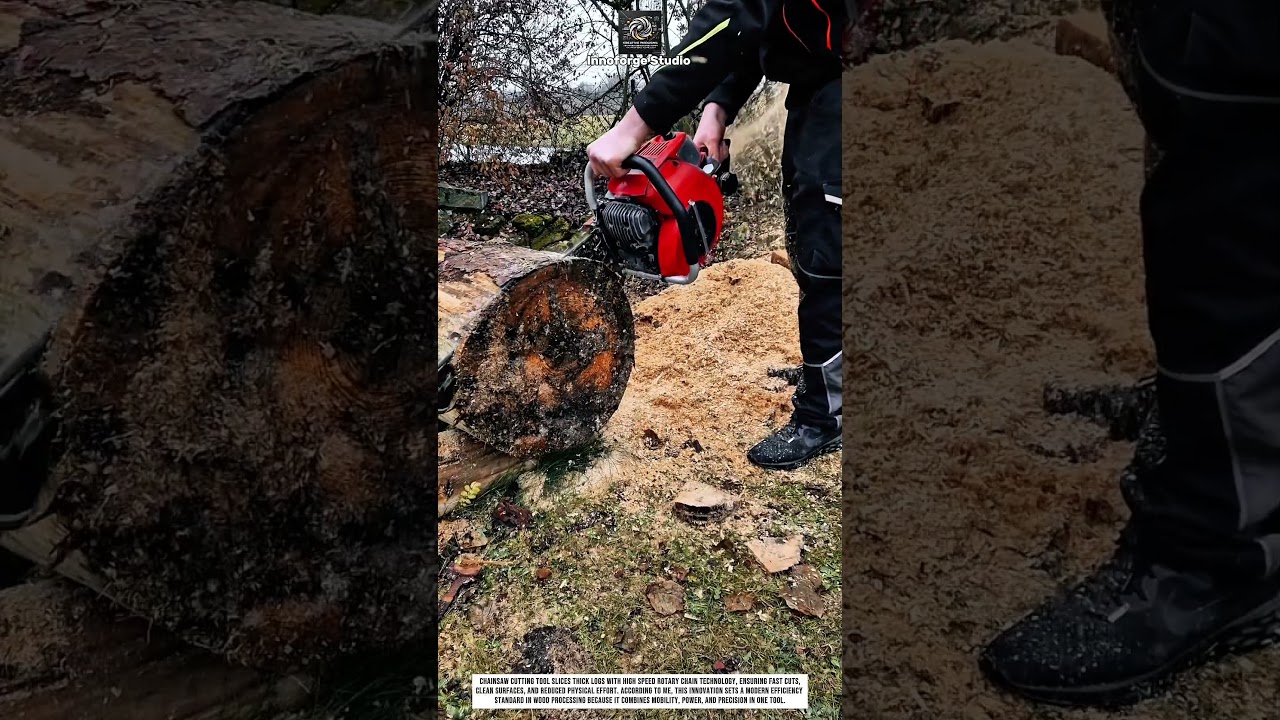 Log Cutting Tool Innovation with Chainsaw Power for Faster Wood Processing 